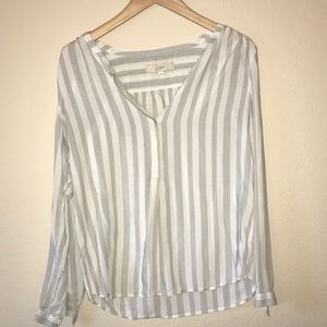 White & Gray Ann Taylor Loft Blouse- Medium